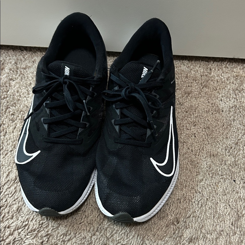 Nike Black Mesh Running Shoes with White Swoosh
